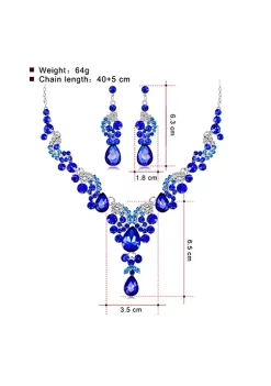YAOQIANSHU Women's Crystal Necklace And Earrings Set Bride Jewelry Gifts Set (Blue) -Urban Originals™ Shop Belk 974