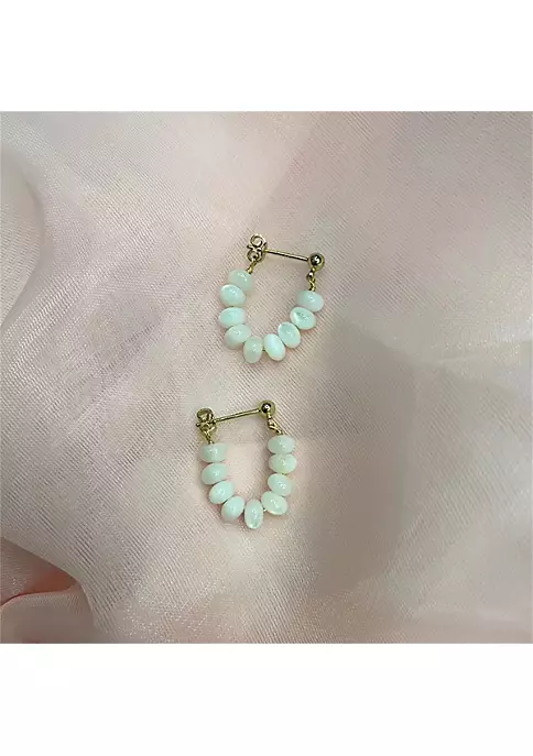 YAOQIANSHU Women Handmade Beaded Hoop Earrings Bohemian Minimalist Colorful Circle Round Bead Earrings Vintage Chic Dangle Drop Earrings (White) 3 YAOQIANSHU Women Handmade Beaded Hoop Earrings Bohemian Minimalist Colorful Circle Round Bead Earrings Vintage Chic Dangle Drop Earrings (White)