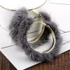 YAOQIANSHU Popular Plush Large Circle Earrings Exaggerated Atmosphere Girl Heart Mink Hair Earrings (Grey) -Urban Originals™ Shop Belk 985